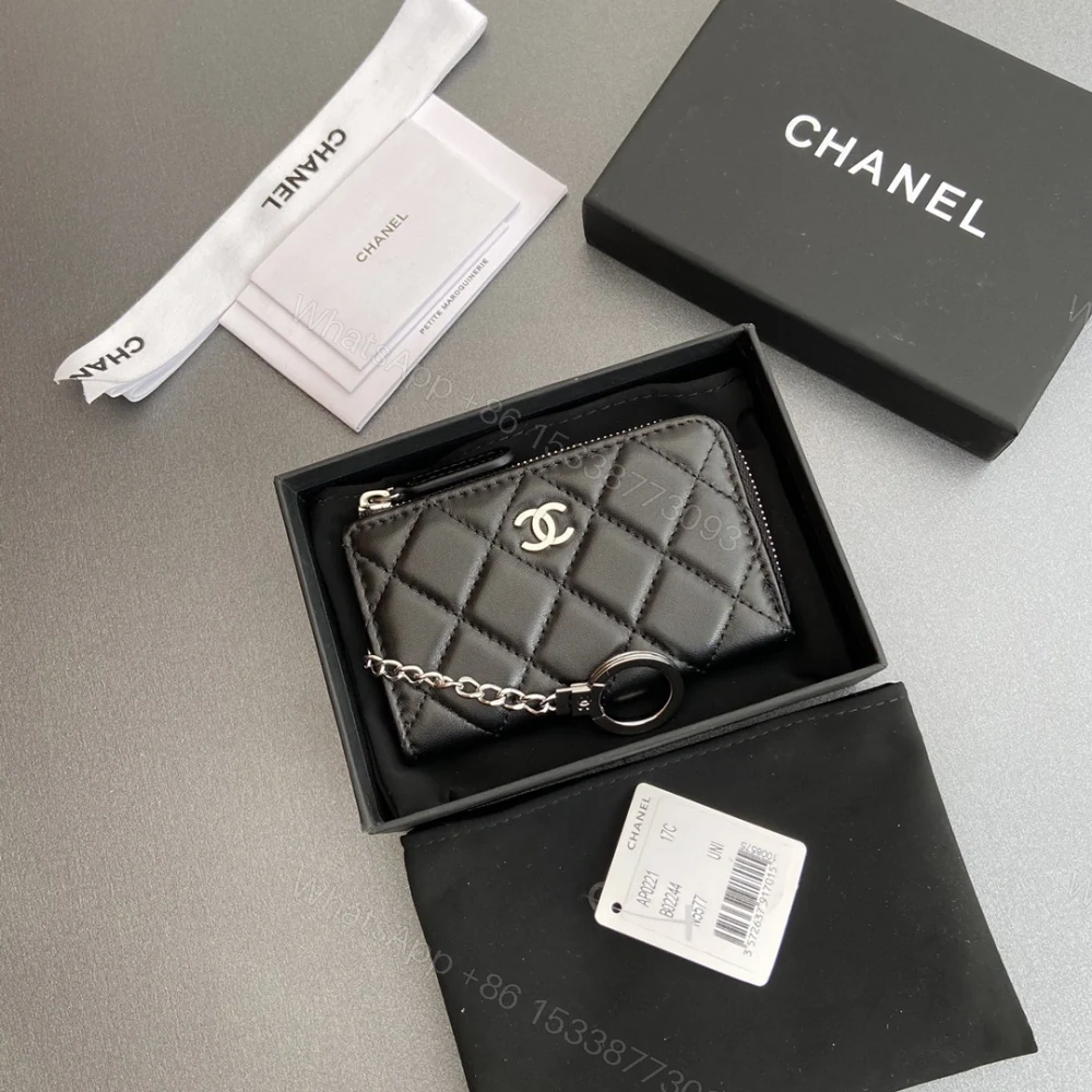 View 4 of 高仿Chanel*AP0222零錢包黑色小羊皮銀扣免檢版