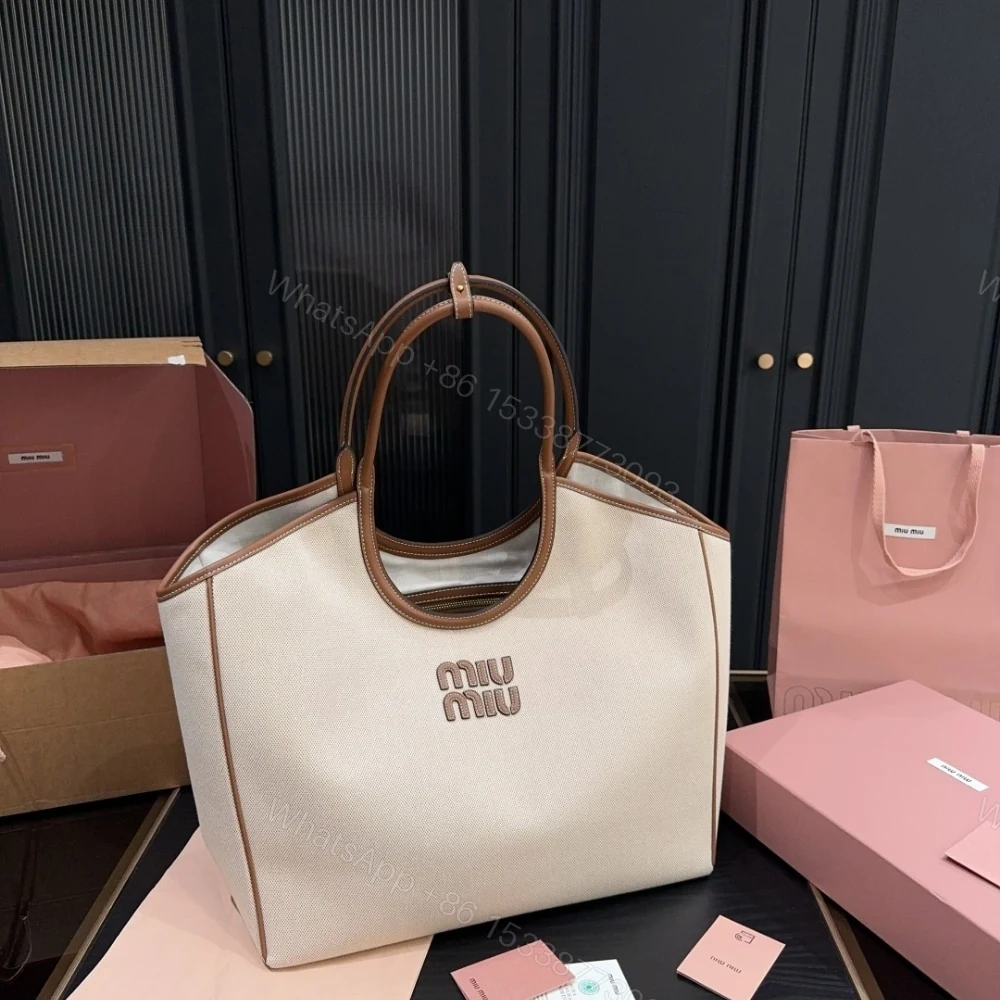 View 2 of MIUMIU IVY TOTE BAG BEIGE AND BRANDY 38CM
