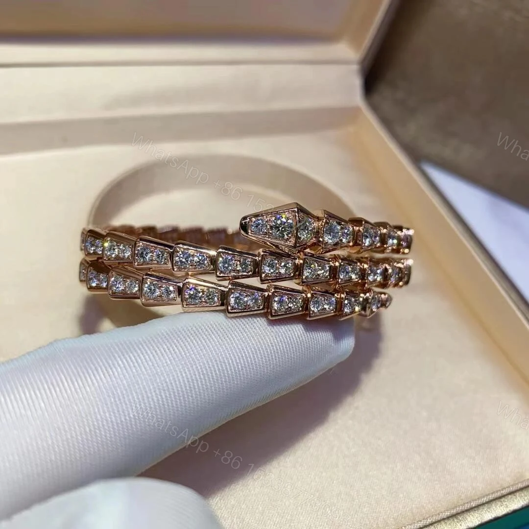 View 9 of Bvlgari 18K Gold Viper Bracelet Full Pave Diamonds 2 coil