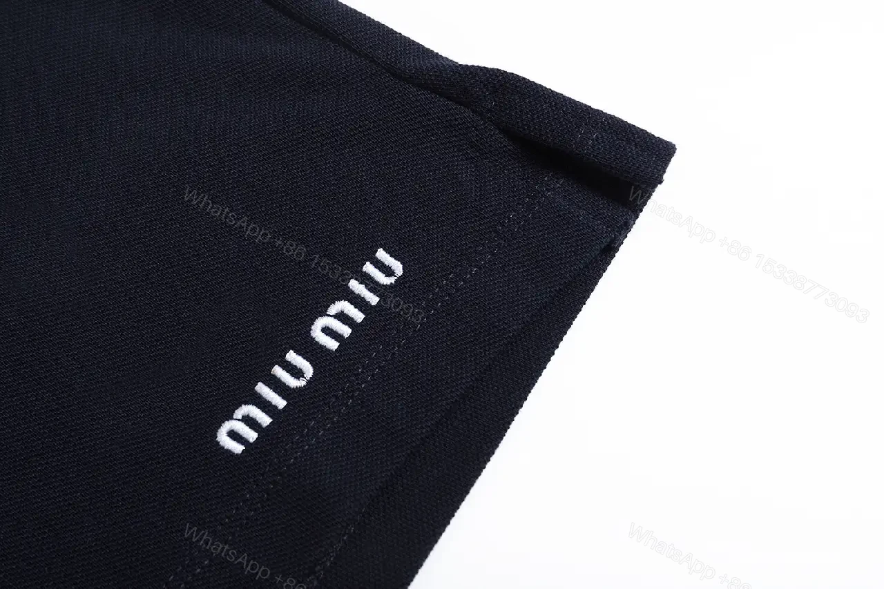 View 2 of Navy Cotton Drawstring Bermuda Shorts Miu Miu Style