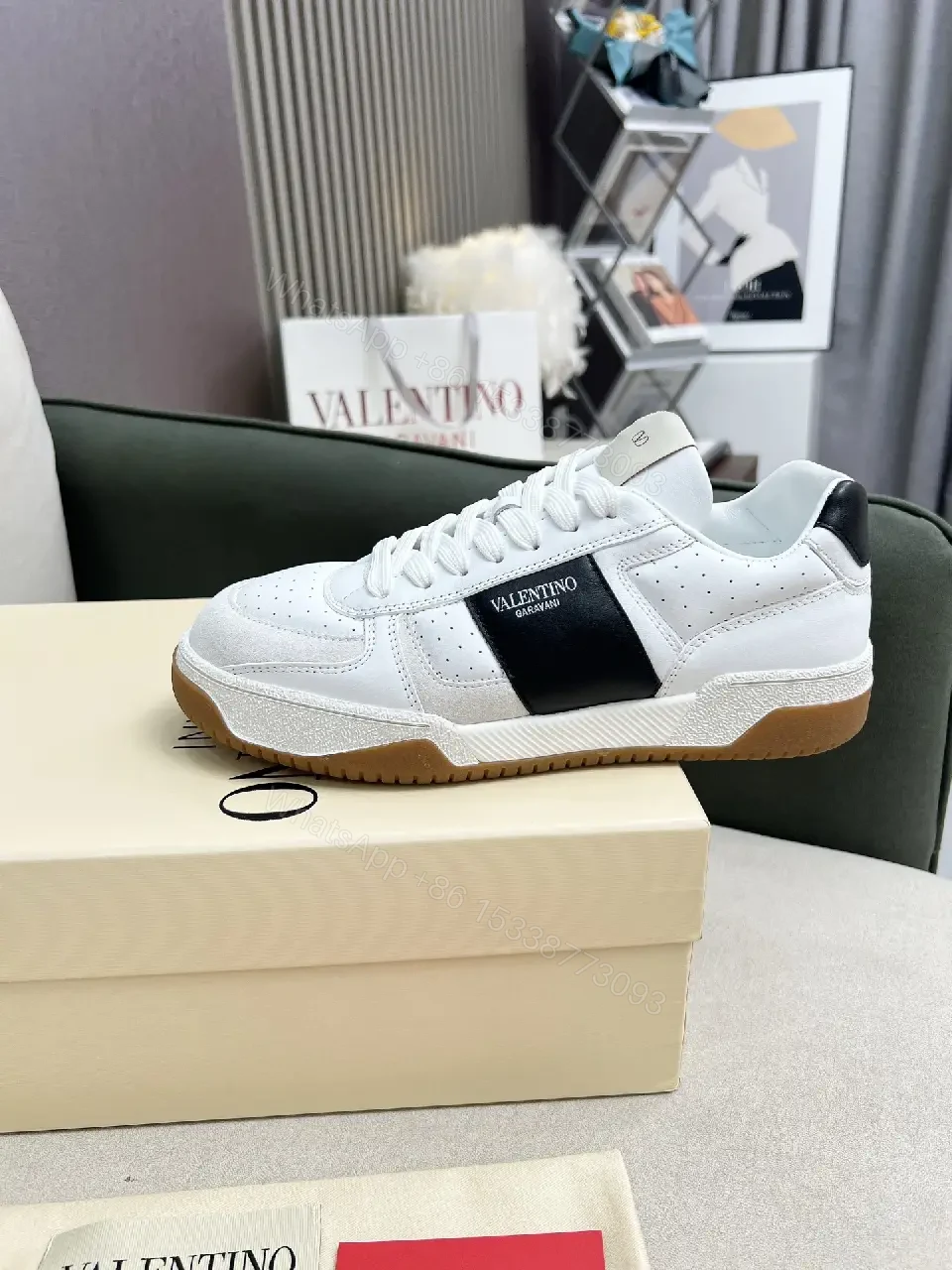 View 9 of White & Black Leather Sneaker: Modern Luxe Comfort All-Day