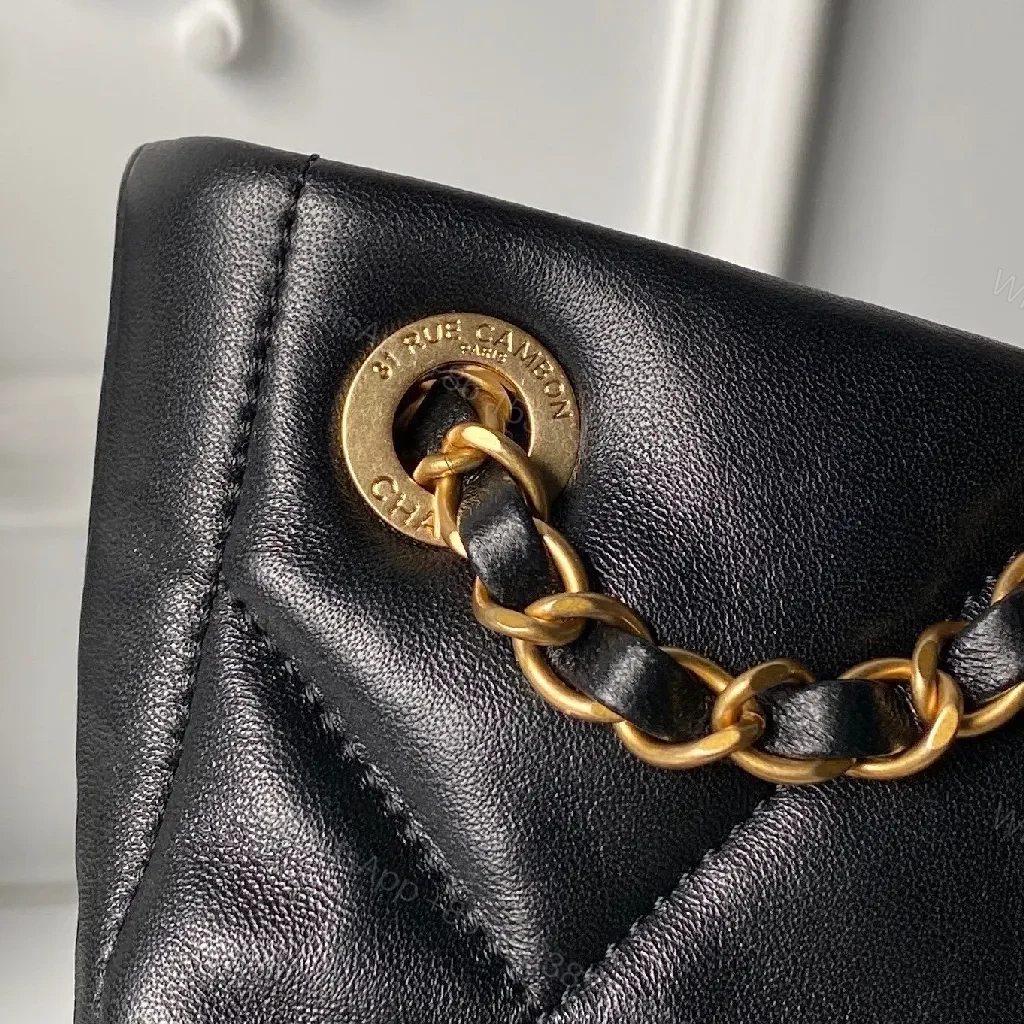 View 2 of Quilted Black Shoulder Bag: Luxe Structured Style, Gold Hardware