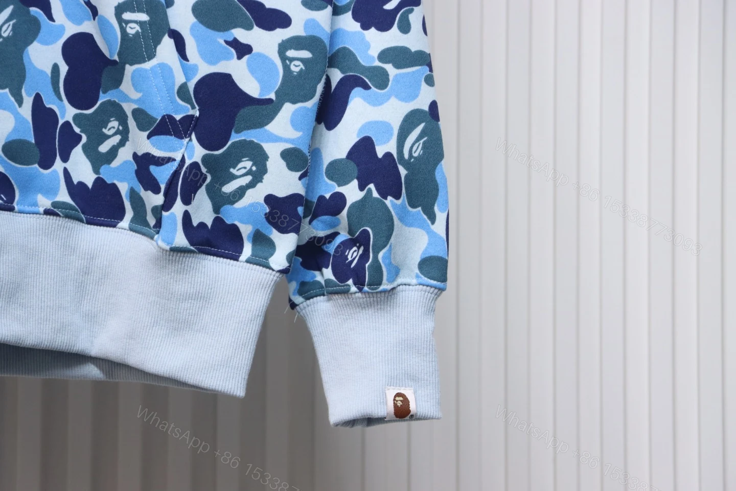 View 7 of BAPE Camouflage Double Hat Hoodie Light Blue
