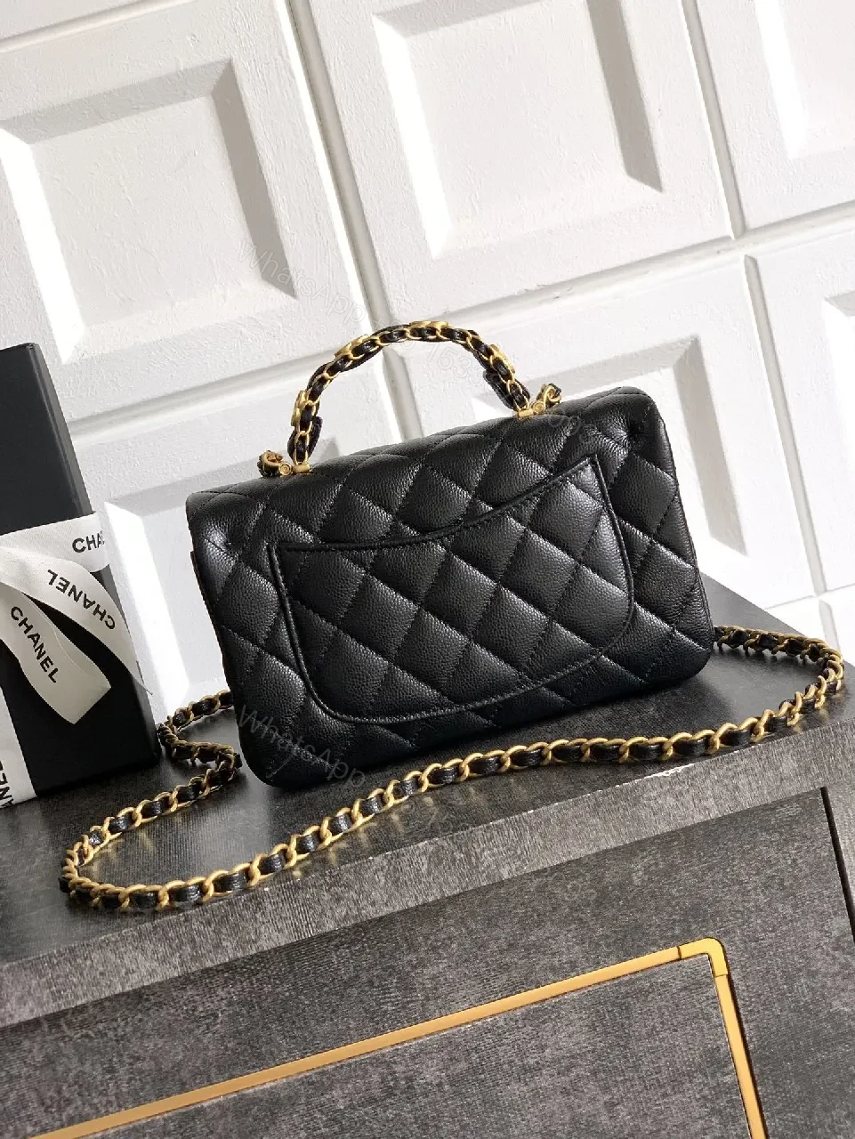 View 9 of Chic Quilted Flap Bag with Gold Chain Handle