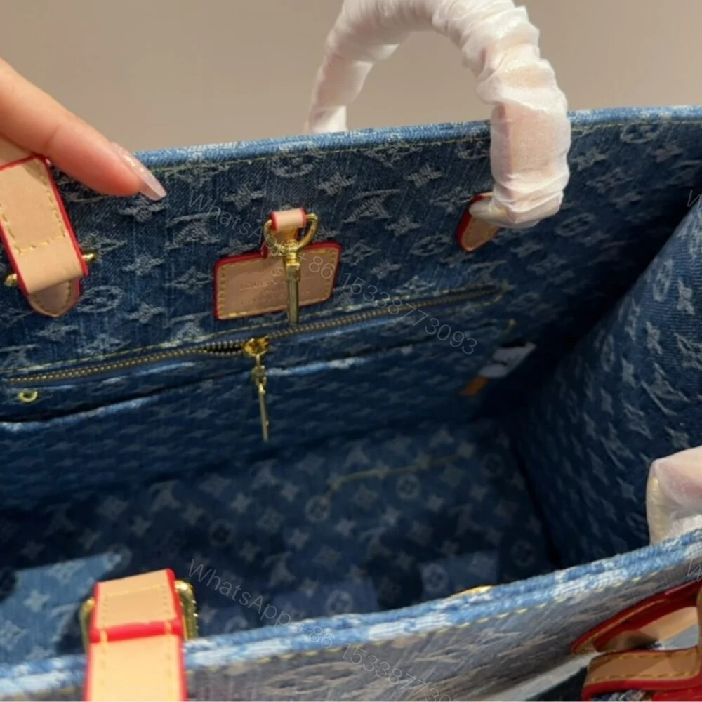 View 7 of Louis Vuitton New LV Remix Onthego MM Denim Blue 35Cm M46871