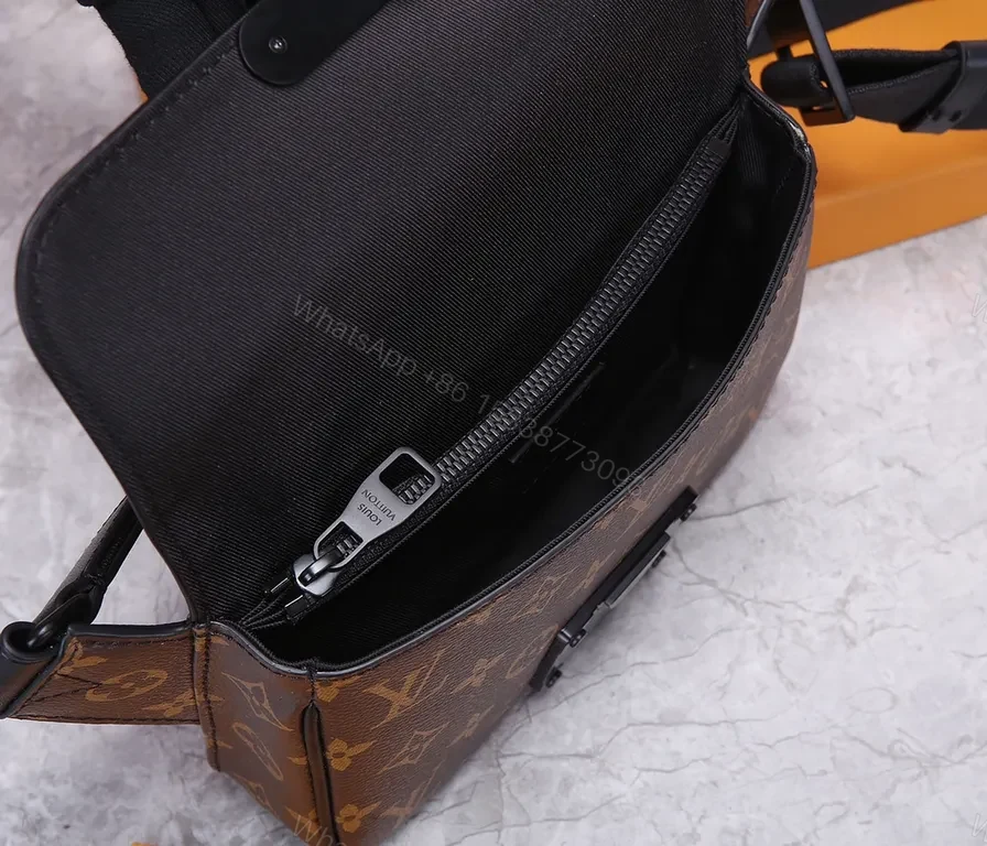 View 7 of Monogram Crossbody: Velvet-Black Canvas, Push-Lock, Unisex Style