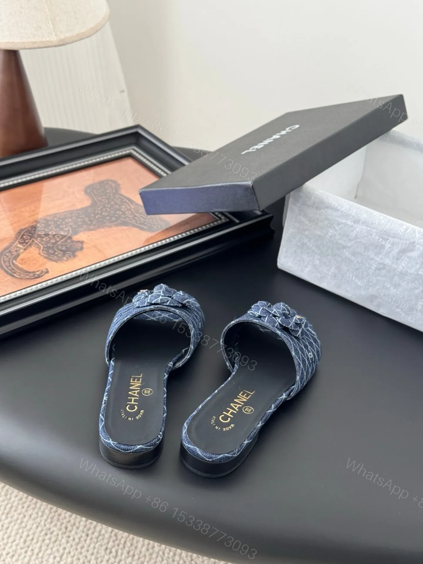 View 5 of Chanel Women Blue Denim Mules Flats