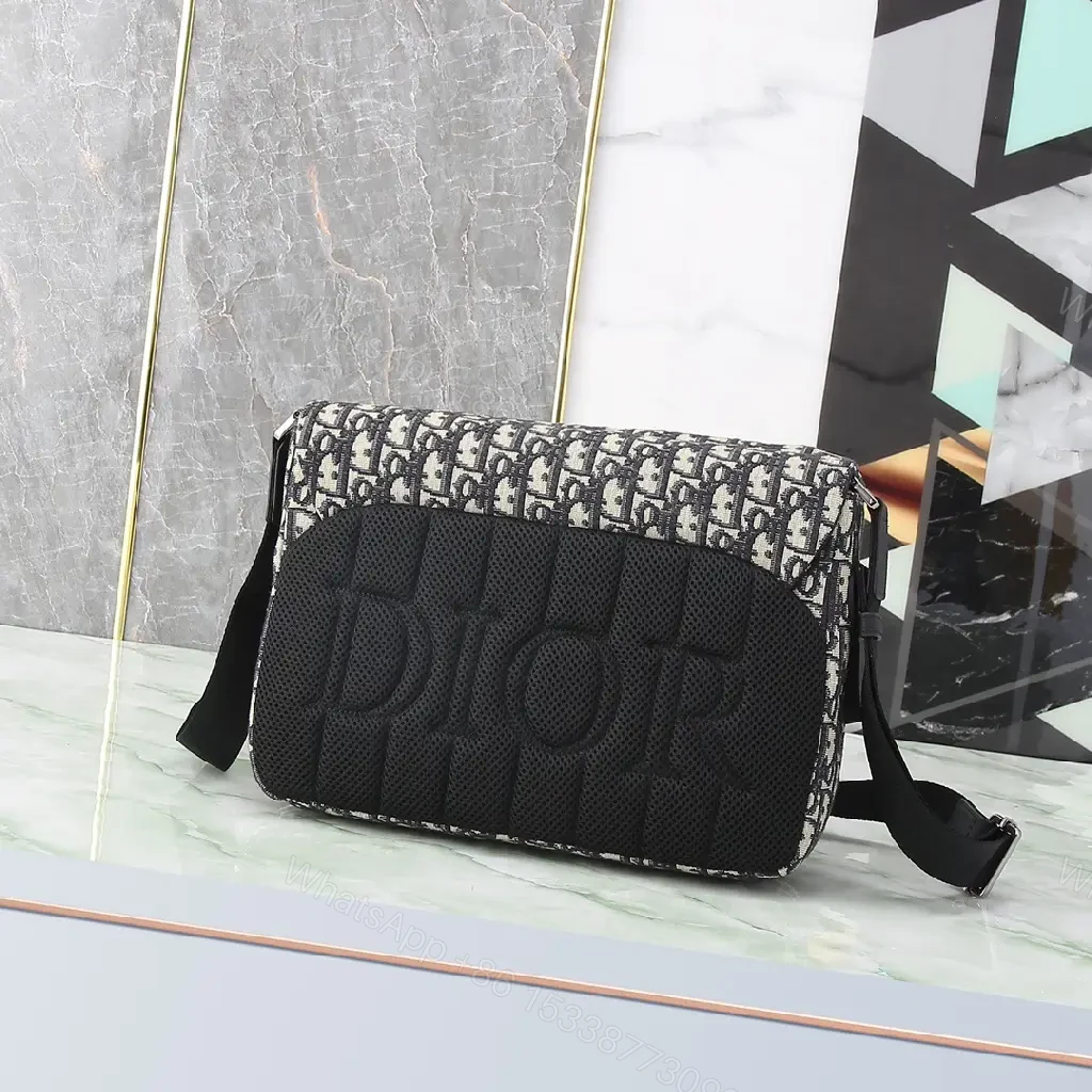 View 3 of Monogram Textured Messenger Bag: Modern Luxury Carryall
