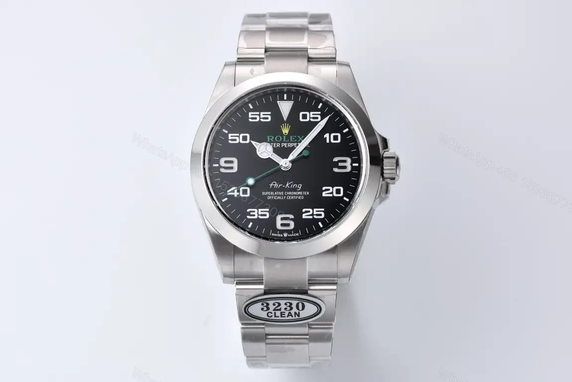 Fake Rolex Air King Black Dial Best Oyster Bracelet 40MM ROLEX-AIRKING-BLK40 — view 1