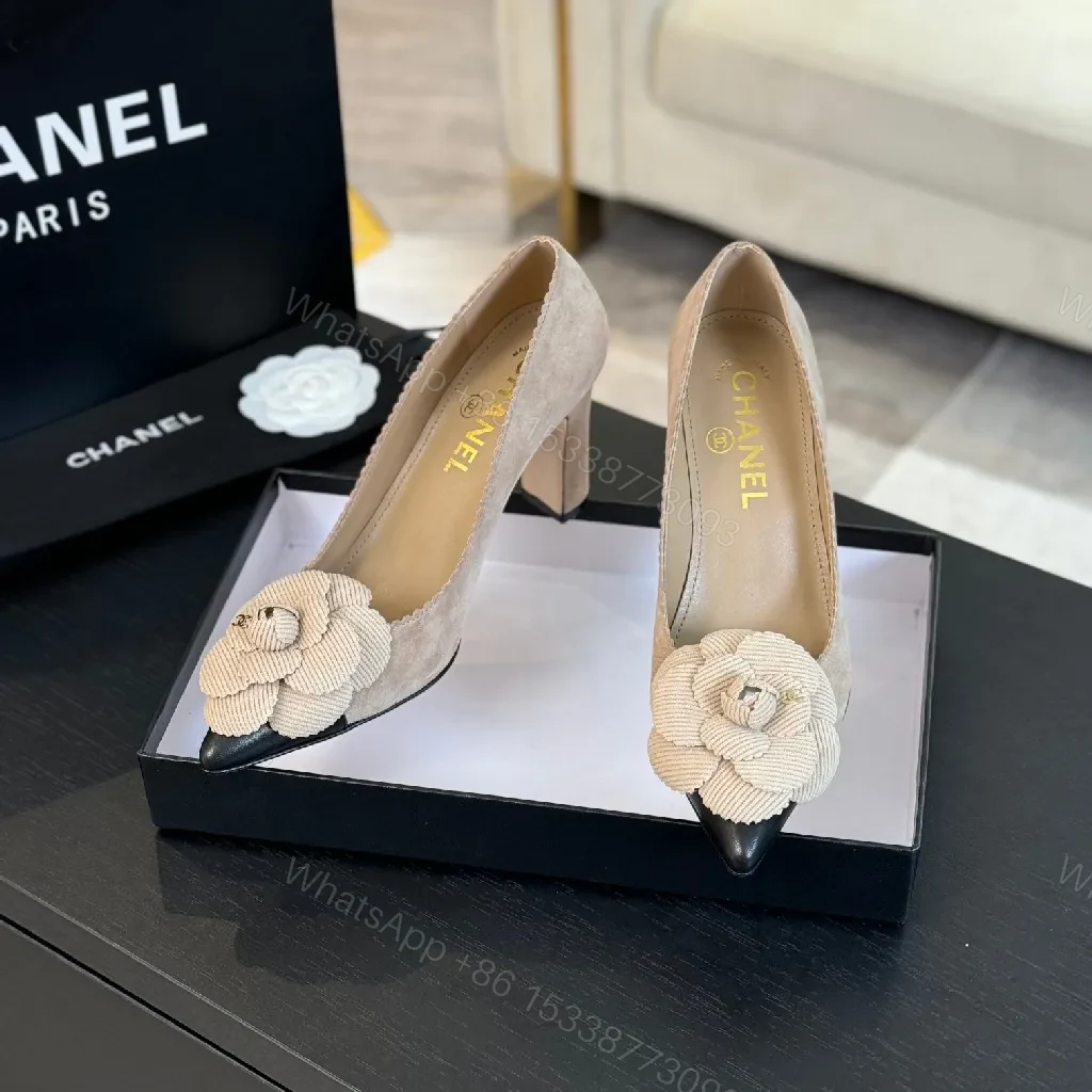View 6 of Refined Lace-Flower Chanel-Style Pointed-Toe Pumps