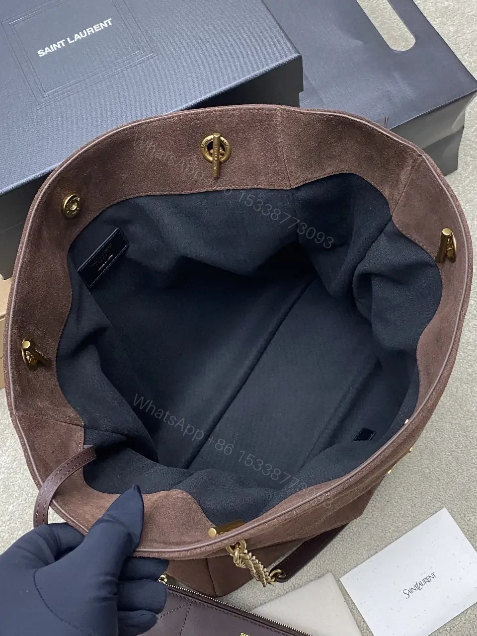 View 4 of Brown Suede Gold Chain Shoulder Bag – Premium Everyday Carry