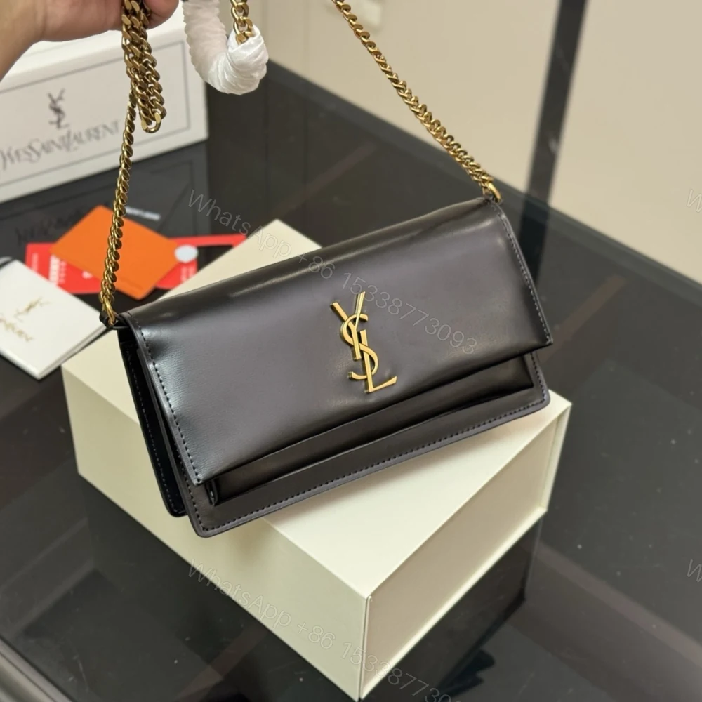 View 4 of Saint Laurent Sunset Clutch Black 22Cm