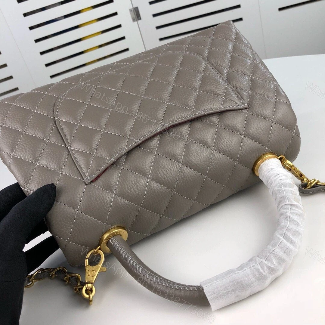 View 6 of Chanel Coco Bag Quilted Caviar With Lizard Blue