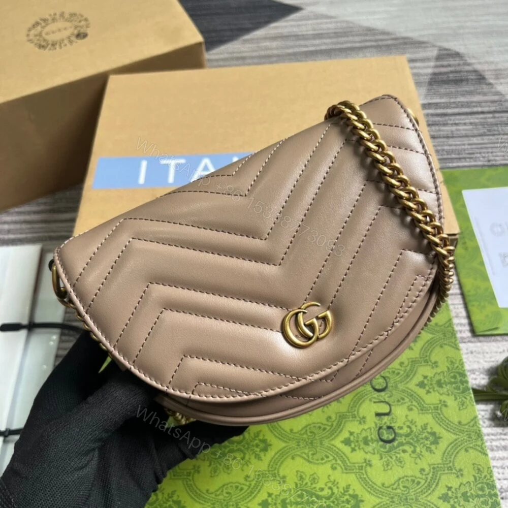 View 2 of Gucci GG Marmont Matelassé Chain Mini Bag Beige 20Cm