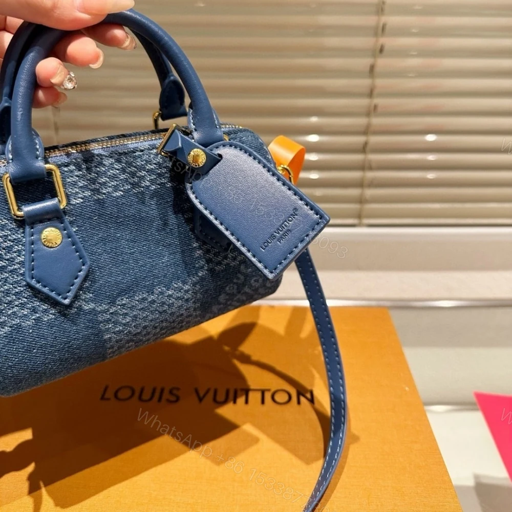 View 7 of Louis Vuitton Speedy 18 Bandoulière Denim Blue 18Cm N00208