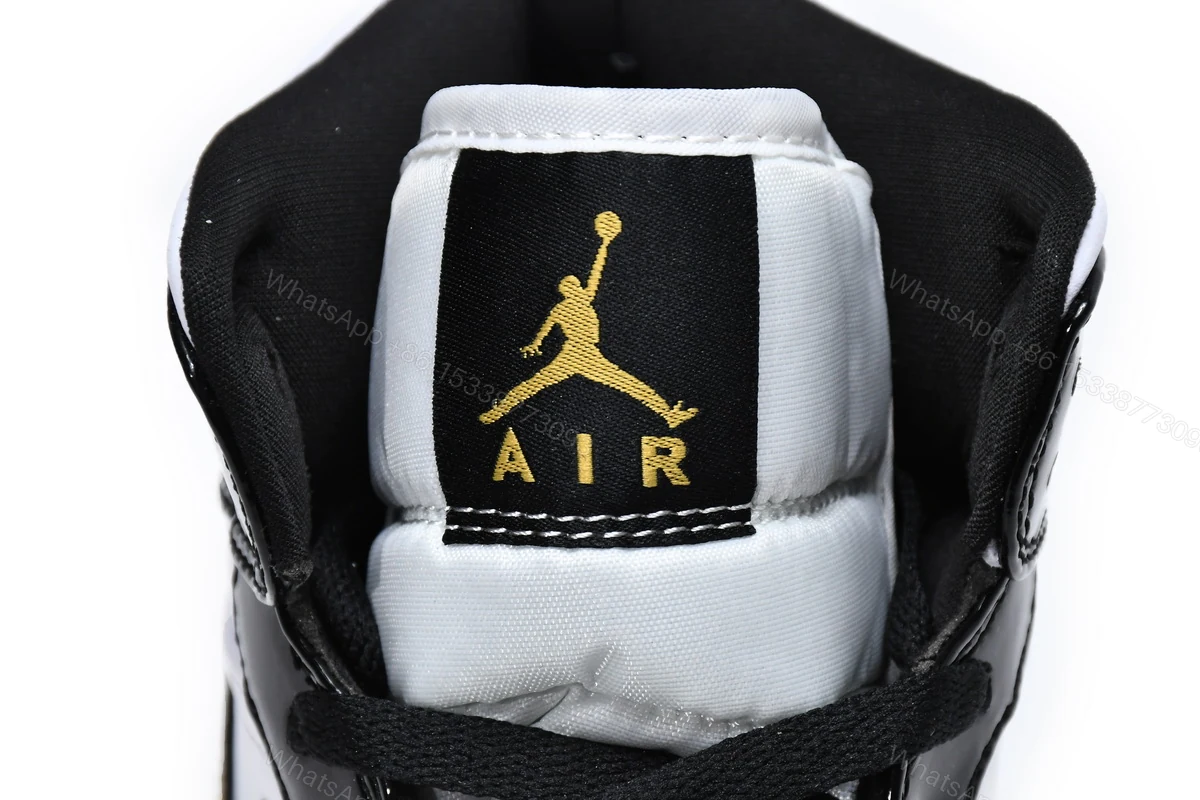 View 5 of Air Jordan 1 Mid Patent Black White Gold 852542-007