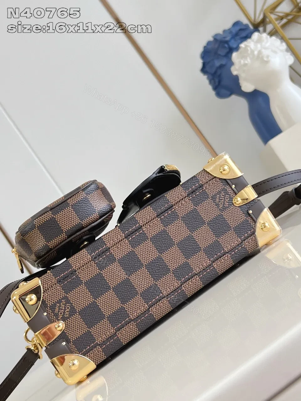 View 2 of Checkerboard Satchel with Skull Accent – Compact Luxury Bag