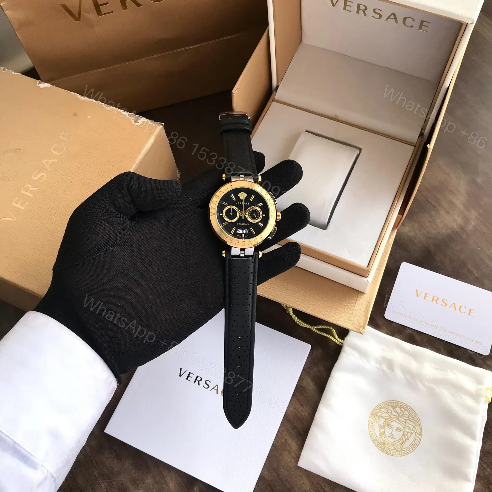 View 3 of Versace Chronograph Gold&Black