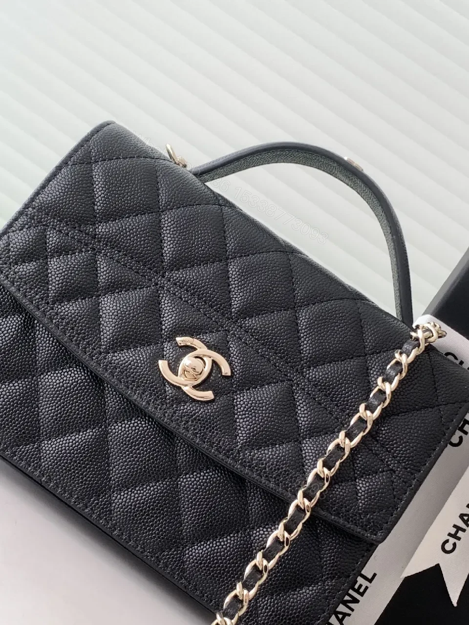 View 2 of Quilted Mini Bag: Gold Chain, Classic Style, Compact Chic