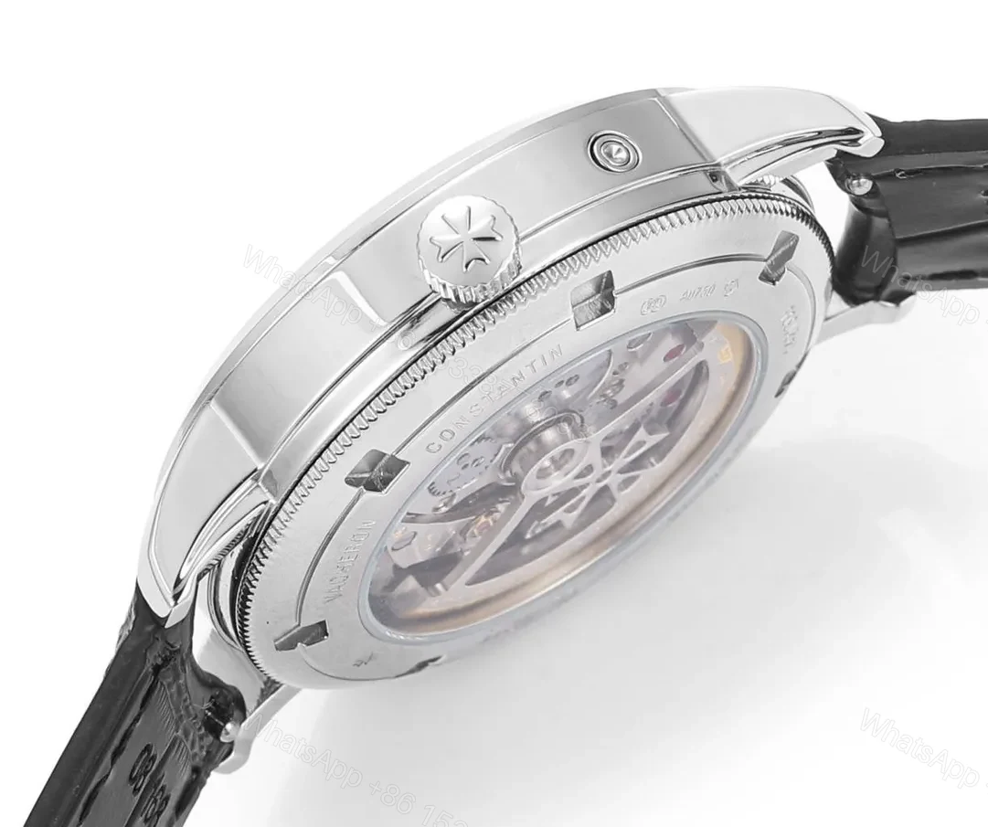 View 6 of GS Factory Vacheron Constantin Traditionnelle Mechanical Watch 83520/000R-9909 – Silver Dial, Black Leather Strap, 40mm Case, Power Reserve, Date, and Day Display