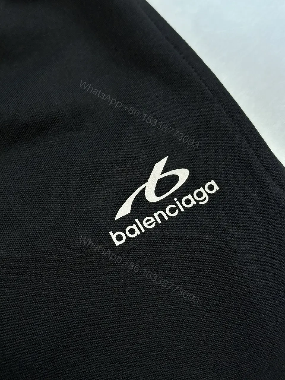 View 8 of Black Cotton Sweatshorts Balenciaga Logo Casual Elastic Waist Shorts