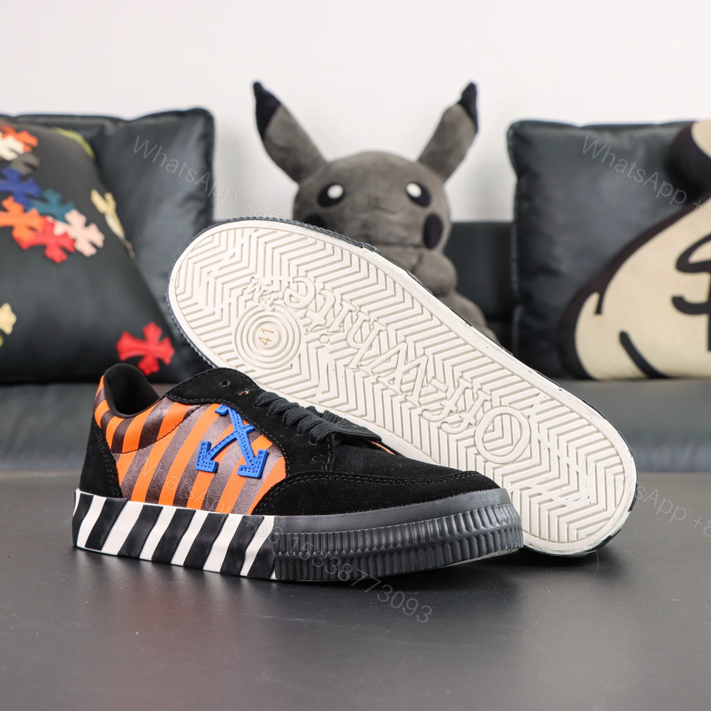 View 3 of Off White Low Vulcanised Black Blue
