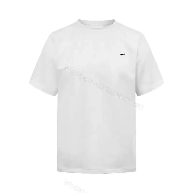 White Cotton Crew-Neck Tee with Minimal Logo PRADA Basic Shirt — view 1