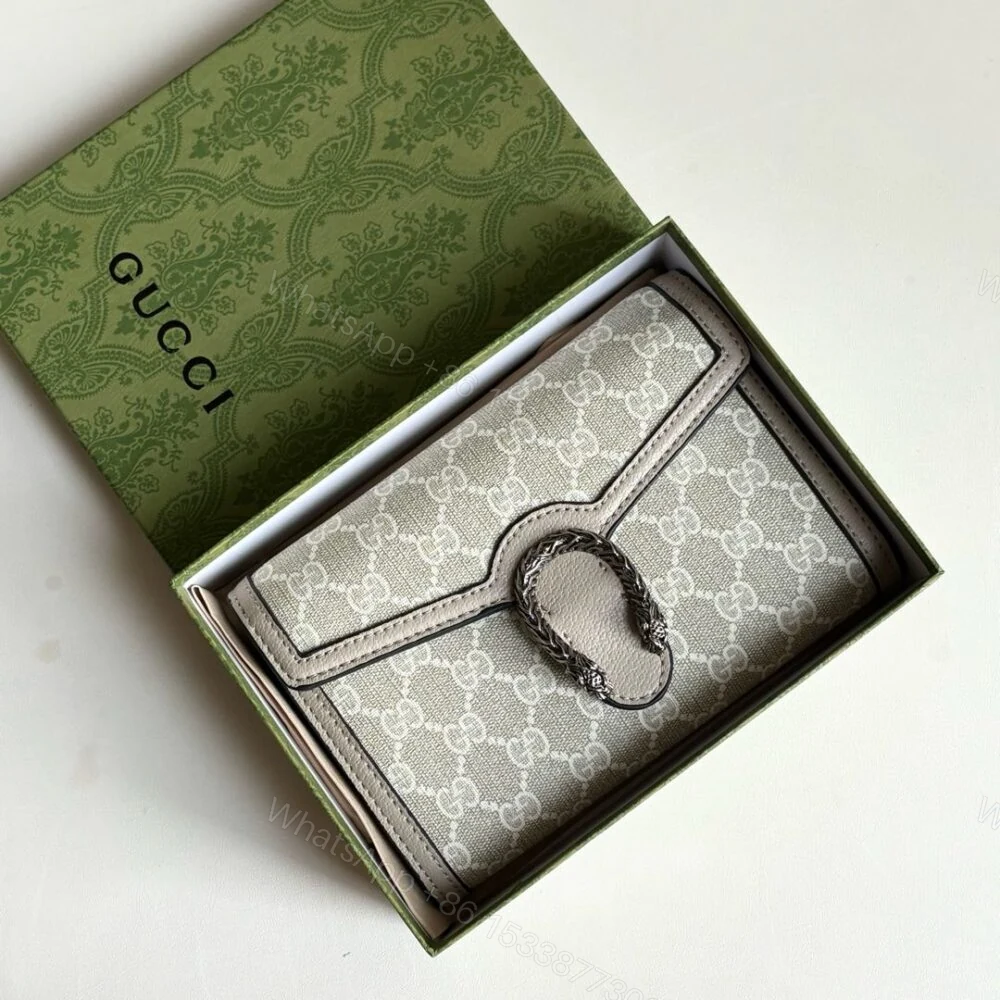 View 3 of Gucci Dionysus GG Mini Chain Wallet Beige 20Cm 401231 UULBN 9683