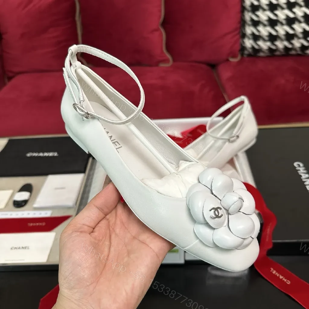 View 6 of White Satin Ballet Flats with Floral Embellishments – Luxe Everyday Comfort
