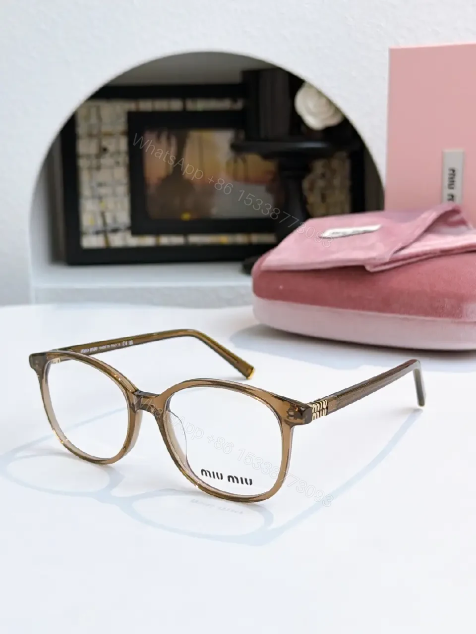 View 3 of Black Acetate Round-Rectangle Eyeglasses with Gold Accents, Modern Luxury Frames