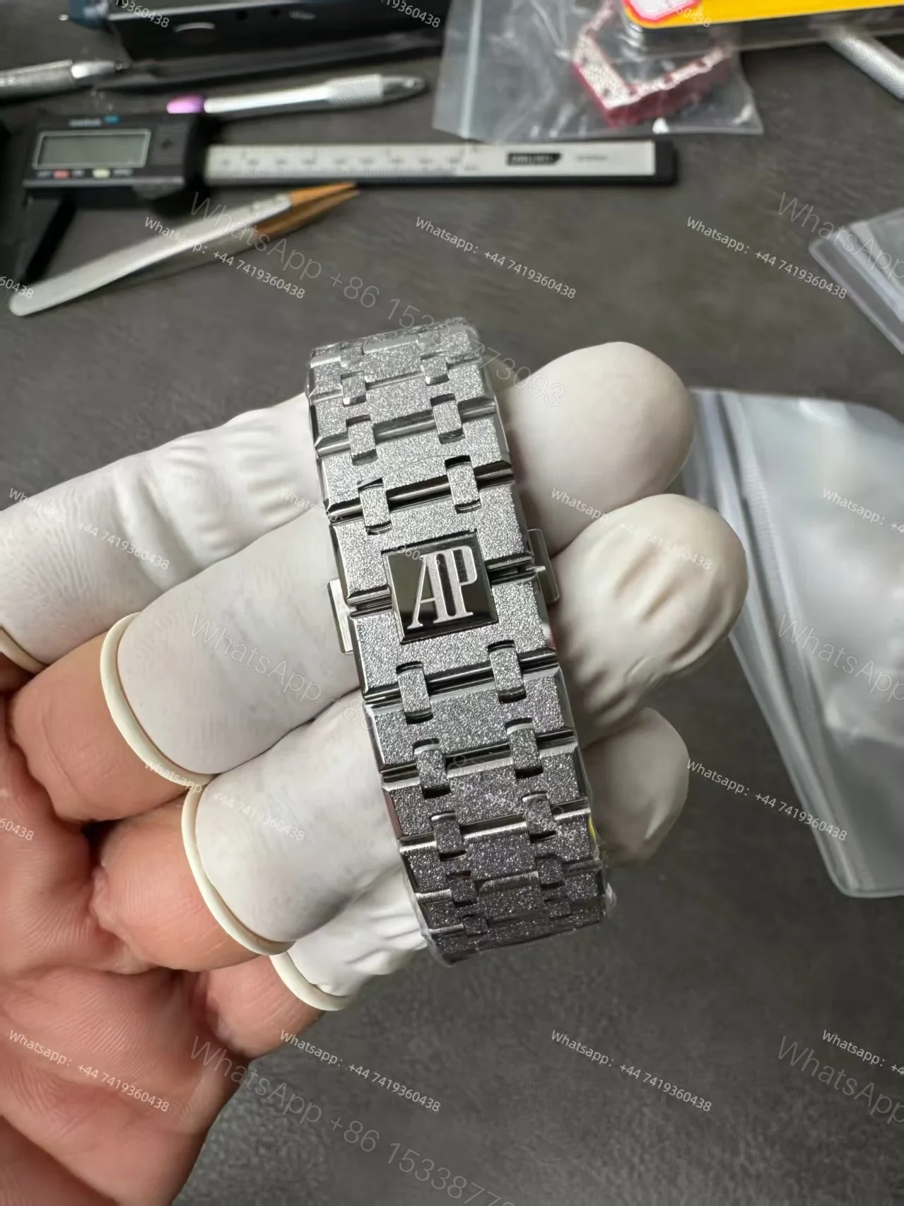 View 11 of Audemars Piguet Super Clone Royal Oak 15407 Frosted Gold Skeleton Dial 41MM