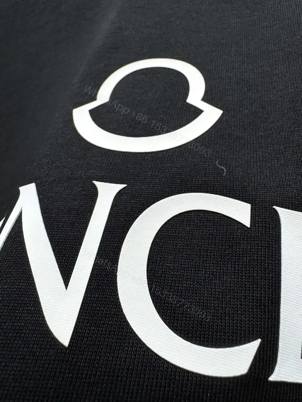 View 4 of Black Cotton Tee, Minimalist Moncler-inspired Logo, Everyday Luxe, Crew Neck T-Shirt