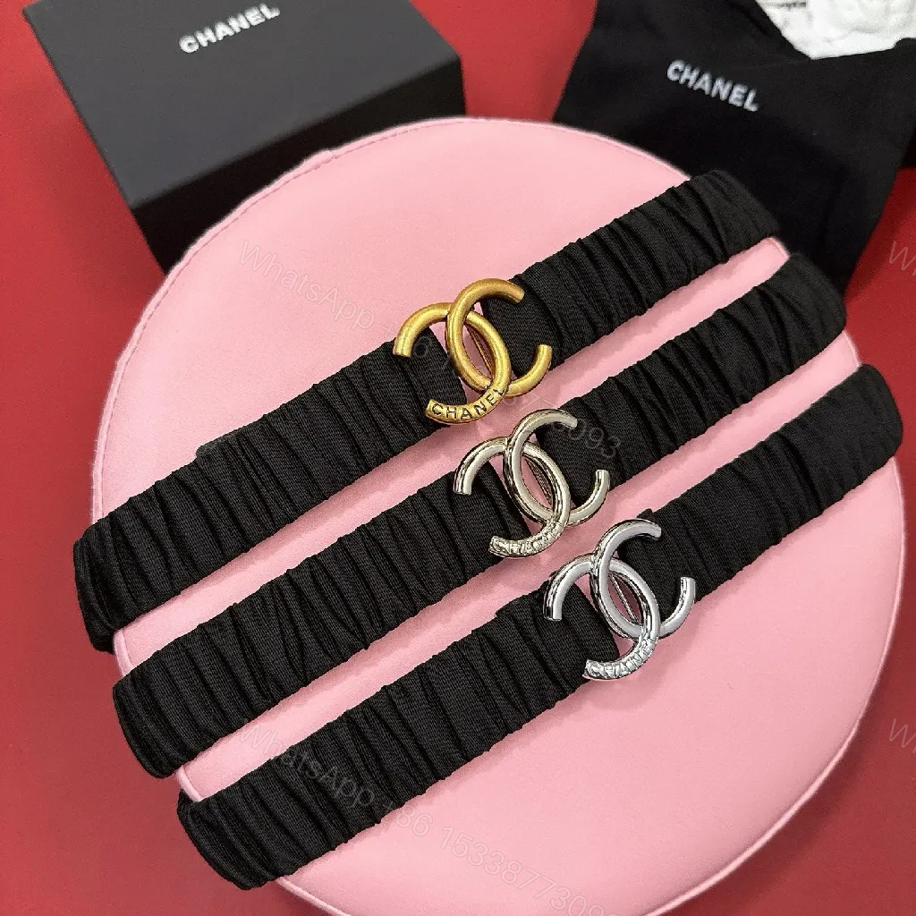 View 4 of Elastic Belt with Gold Double-C Clasp - Luxe Casual Couture Accessory