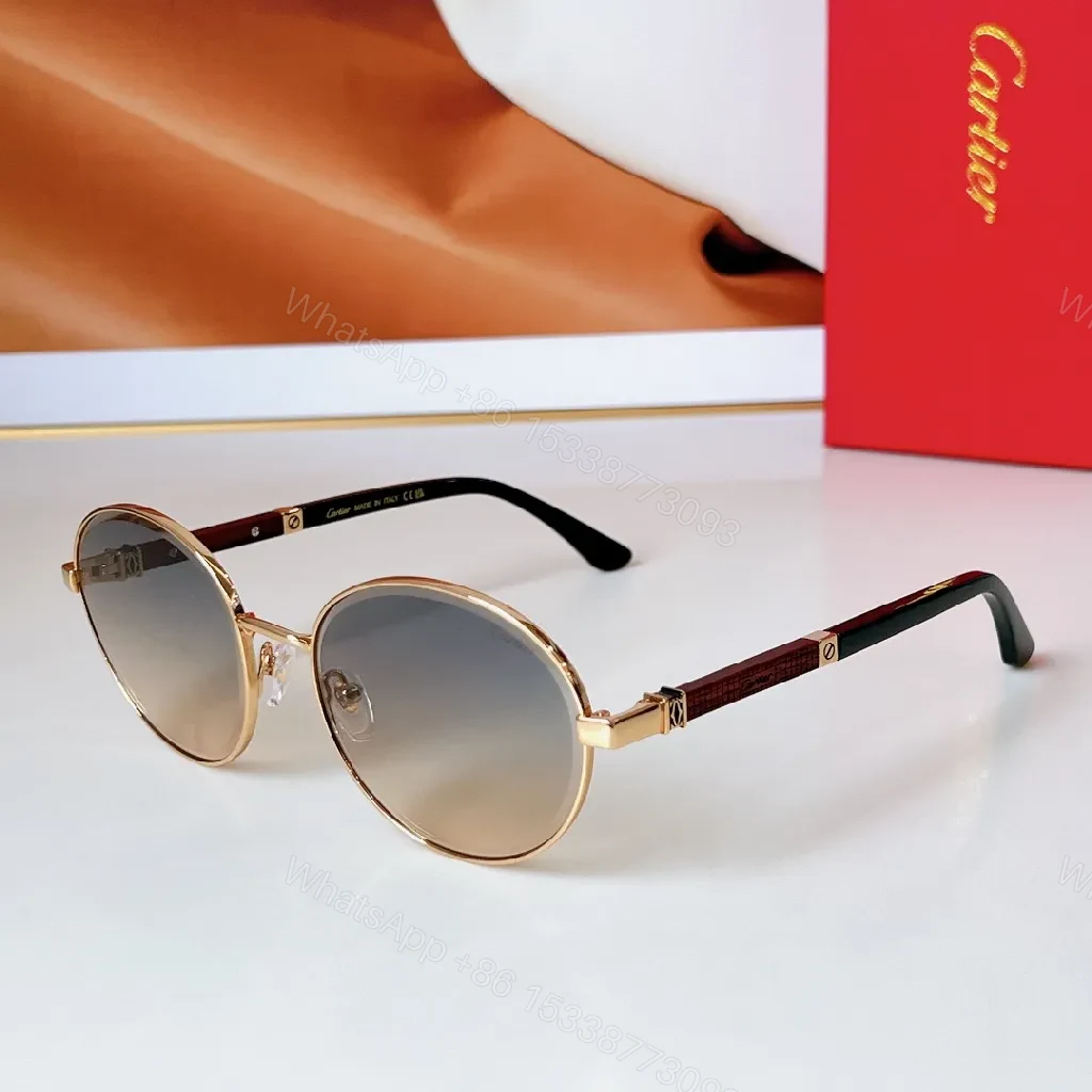 View 5 of Gold-Tone Round Sunglasses: Luxury-Casual, UV400 Protection