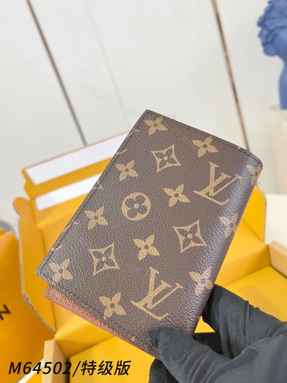 View 2 of Bold Monogram Wallet in Classic Brown – Signature Pattern Card Holder