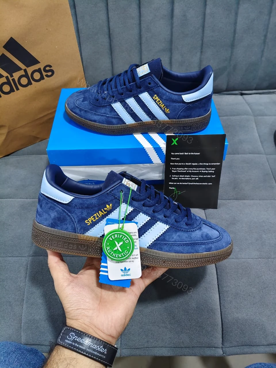 FIRST COPY ADIDAS HANDBALL SPEZIAL NAVY SHOES — view 1