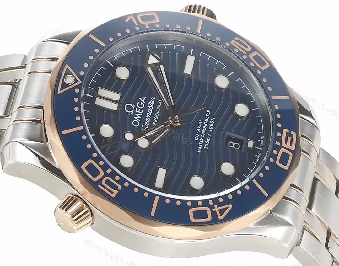 View 4 of Omega Seamaster Planet Ocean 300m Co-Axial Master Chronometer 42mm Diver’s Watch Stainless Steel with Rose Gold Accents Blue Ceramic Bezel and Blue Dial