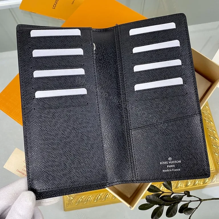 View 7 of Monogram Charcoal Pebble Leather Wallet â€“ Fold-Over, Card + Cash Storage