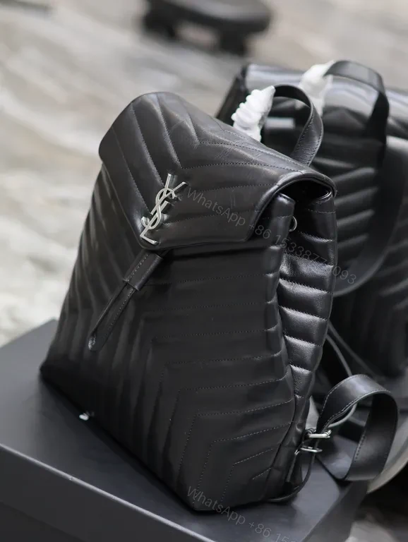 View 6 of Chic Quilted Backpack with YSL Hardware - Luxury Everyday Carry