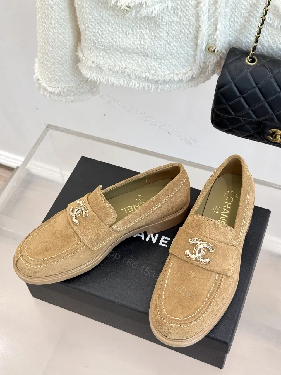 Camel Suede Mocs with Signature Hardware Loafers — view 1