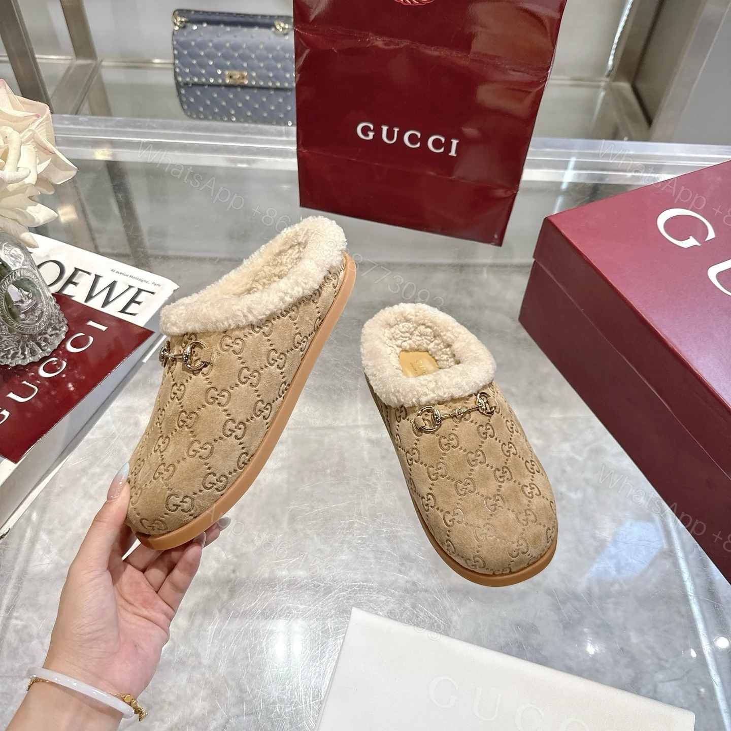 View 7 of Gucci Women Mule With Horsebit Beige Gg