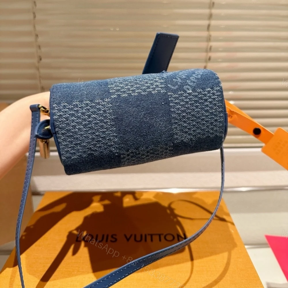 View 6 of Louis Vuitton Speedy 18 Bandoulière Denim Blue 18Cm N00208