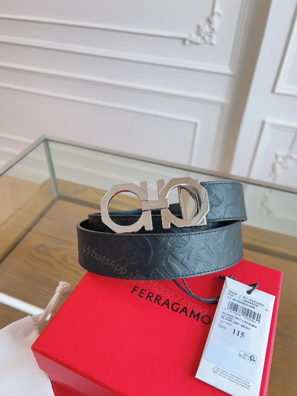 View 7 of Bold Leather Belt with Signature Double-Ring Buckle, Premium—Belt