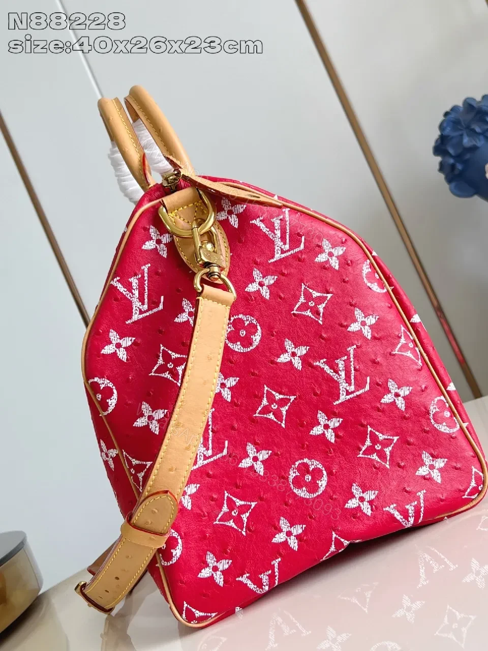 View 5 of Bold Red Monogram Travel Tote: Luxe Everyday Carry