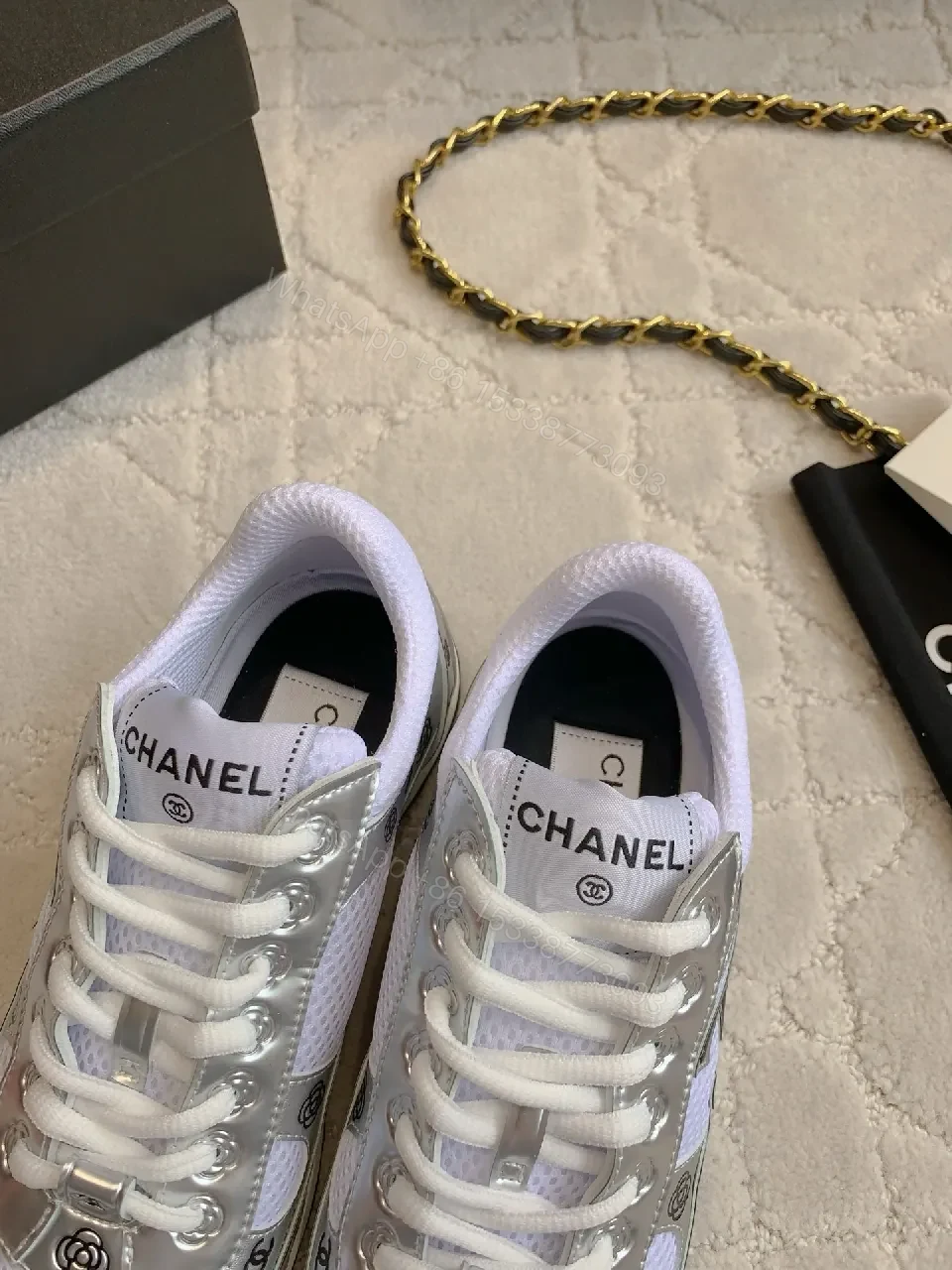 View 4 of Metallic Motion Mesh Sneakers: Modern Luxe Streetwear