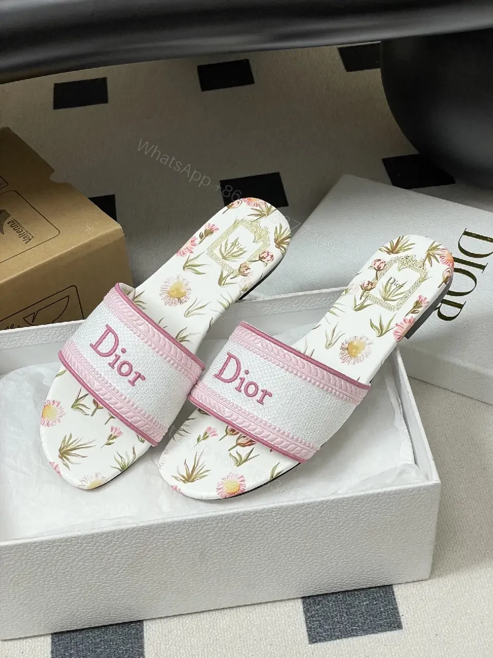 View 4 of Floral-Print Slides with Luxe Strap Comfort Footbed
