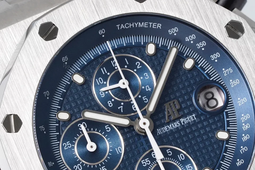 View 4 of JF Factory Audemars Piguet Royal Oak Offshore Stainless Steel Bracelet Watch with Blue Dial and 4404 Chronograph Movement