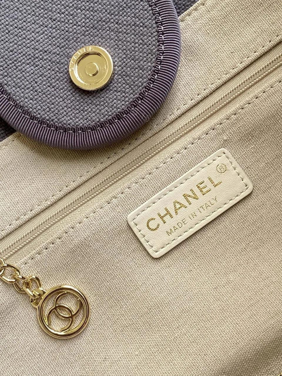 View 9 of Charcoal Canvas Tote: Leather Handles, Chain Accent, Structured Designer-Inspired Tote