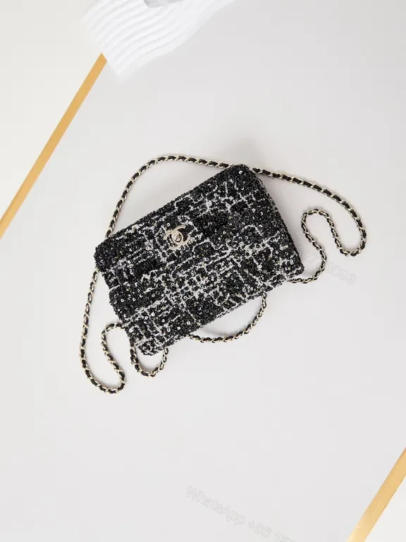 View 6 of Chanel-Inspired Black Tweed Mini Shoulder Bag: Luxe, Compact