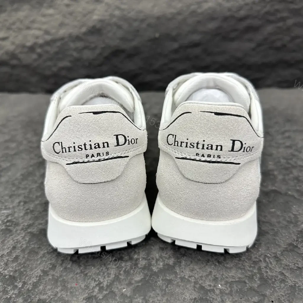 View 3 of White Leather Mesh Sneakers Dior Style Key Feature Cushioning Shoe